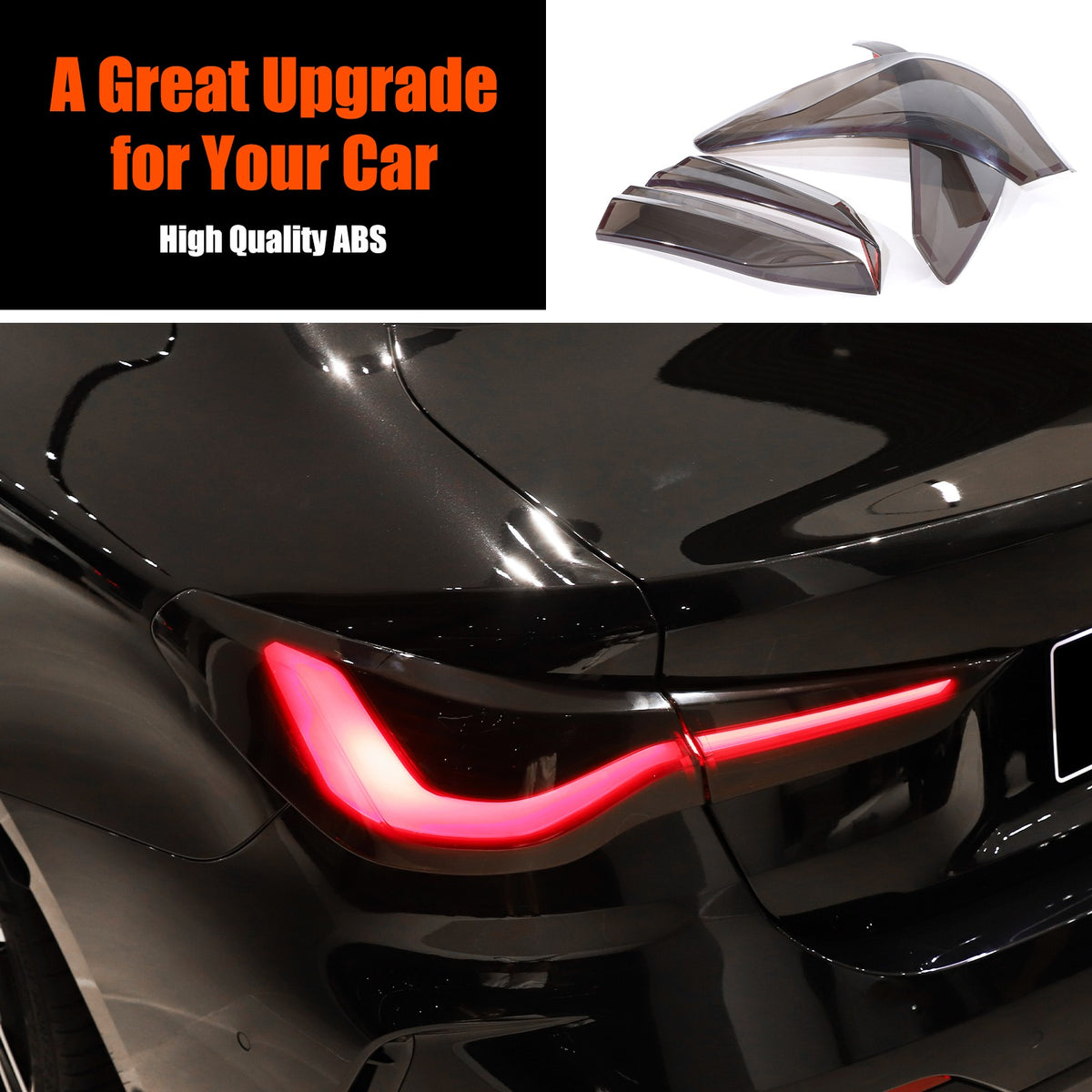 Smoked Rear Tail Light Guard Decor Cover Trim Bezels For BMW 4 Series 2021+ 10