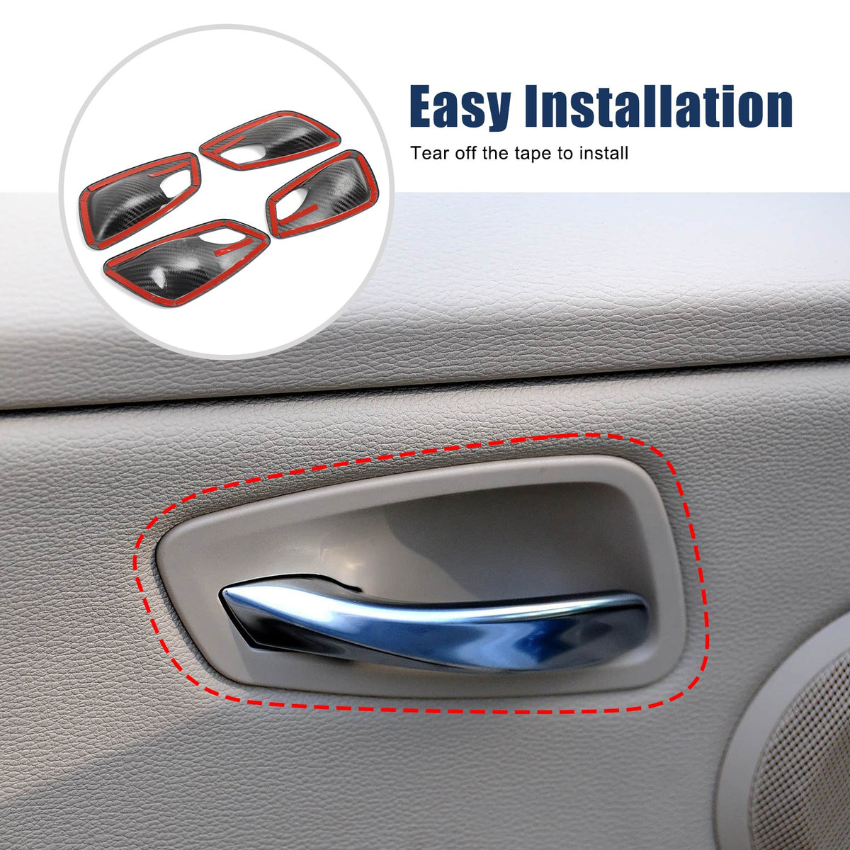 Real Carbon Fiber Inner Interior Door Bowl Trim For BMW 3 Series E90 2005-2012 4