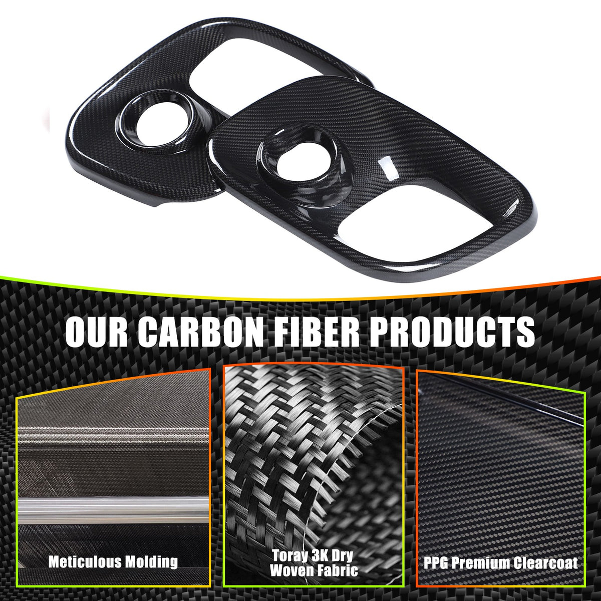 Real Carbon Fiber Front Fog Light Cover Trim For Fiat 500 Abarth 312 2017+ 4