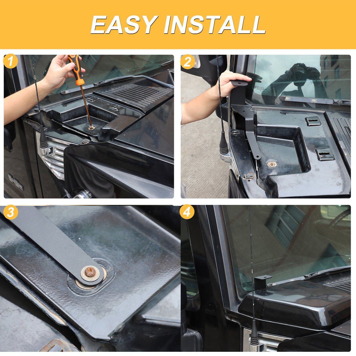 Steel Hood Light Mount Bracket For Hummer H2 2003-2009 13