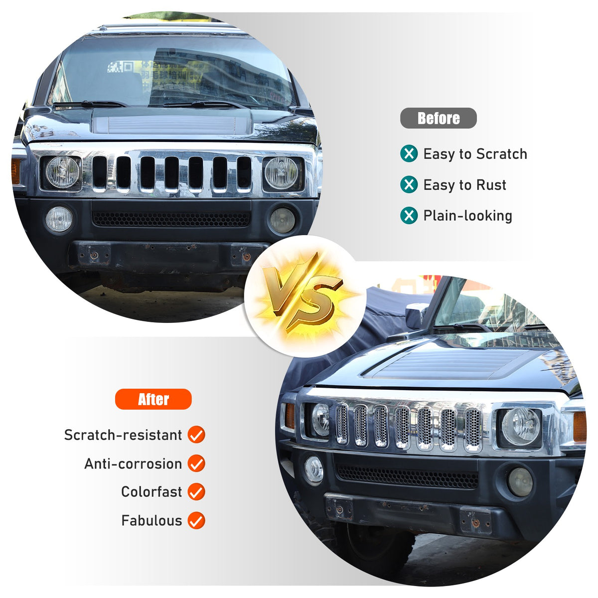 ABS Silver Front Grille Insect Screen Cover For Hummer H3 2005-2009 24