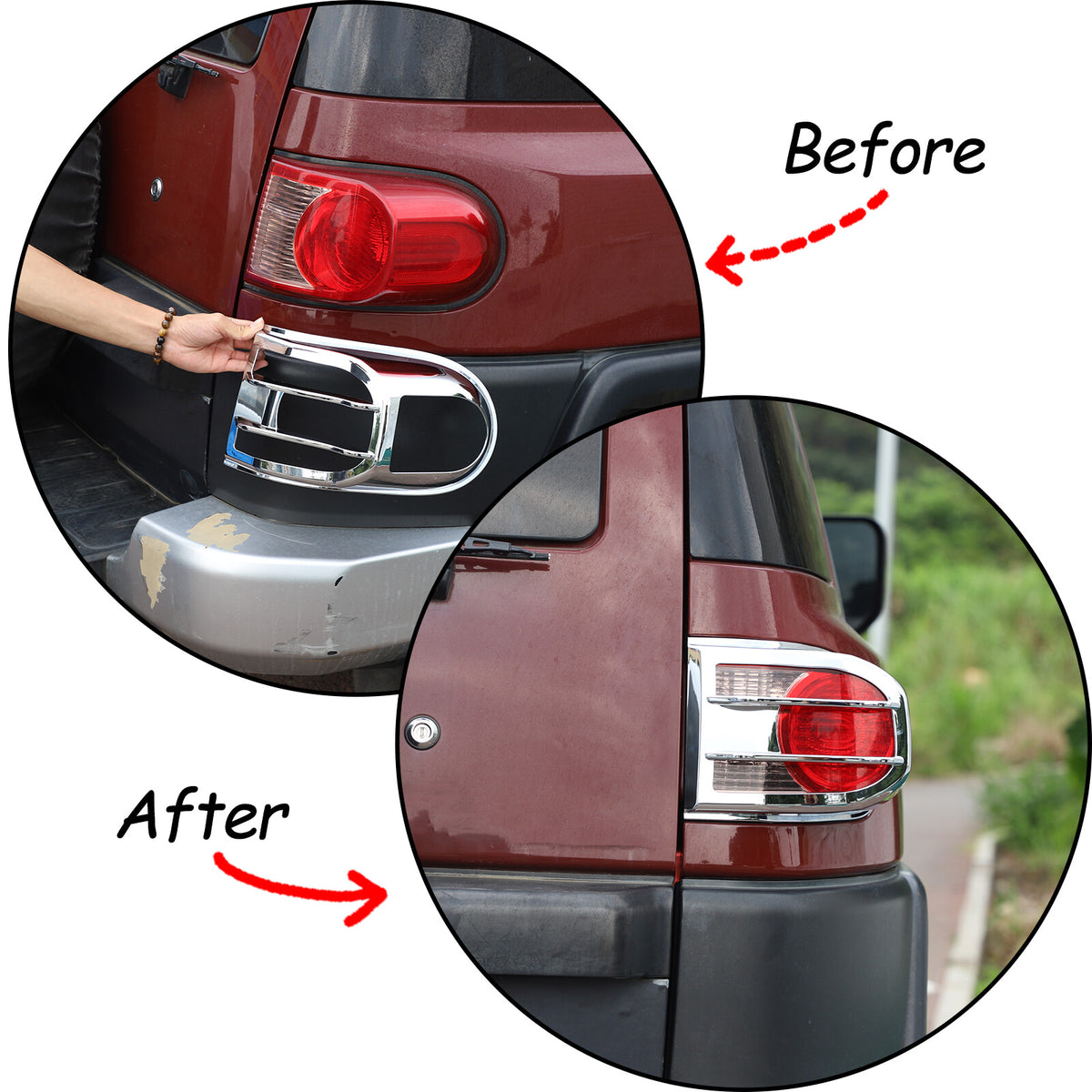 Chrome Silver Rear Tail Light Lamp Cover Trim For 2007-2014 Toyota FJ Cruiser 12