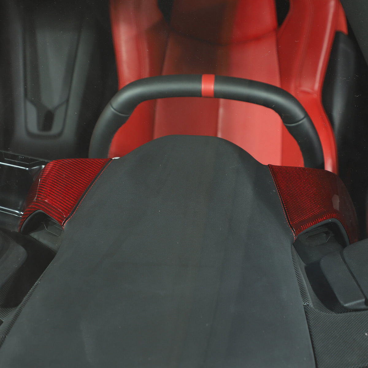 Red Carbon Fiber Dashboard Instrument Upper Frame Cover Trim For 20+ Corvette C8 6