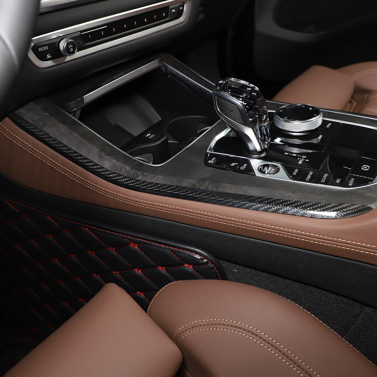 For BMW X5 X6 X7 2019-2022 Gear Shift Both Side Strip Trim Real Carbon Fiber 13