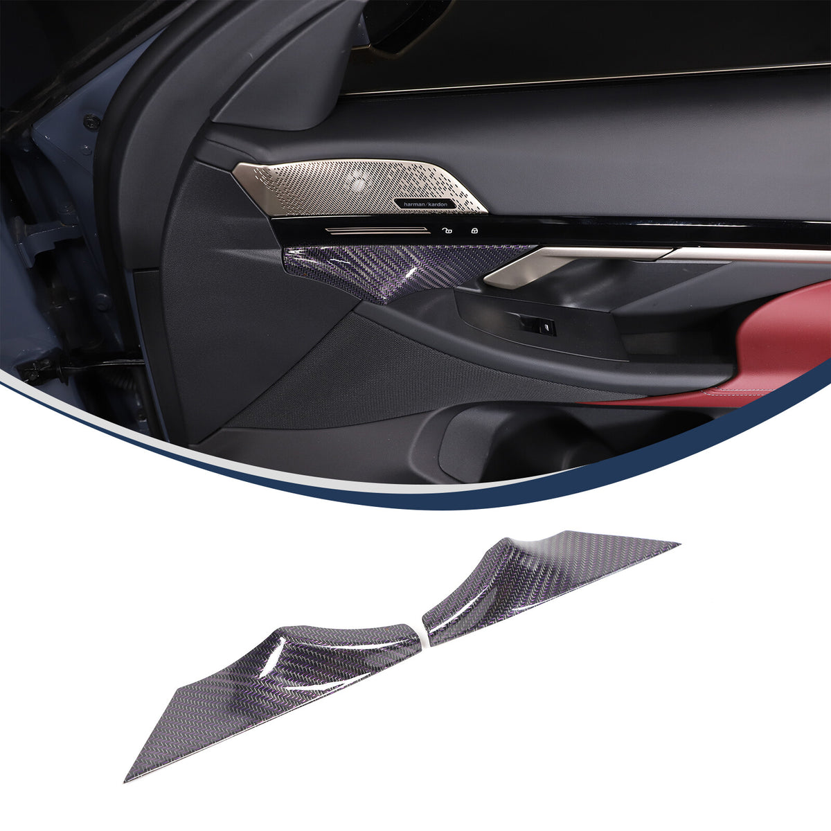 Real Carbon Fiber Interior Door Handle Panel Cover Trim For BMW 5 Series G60 24+ 2