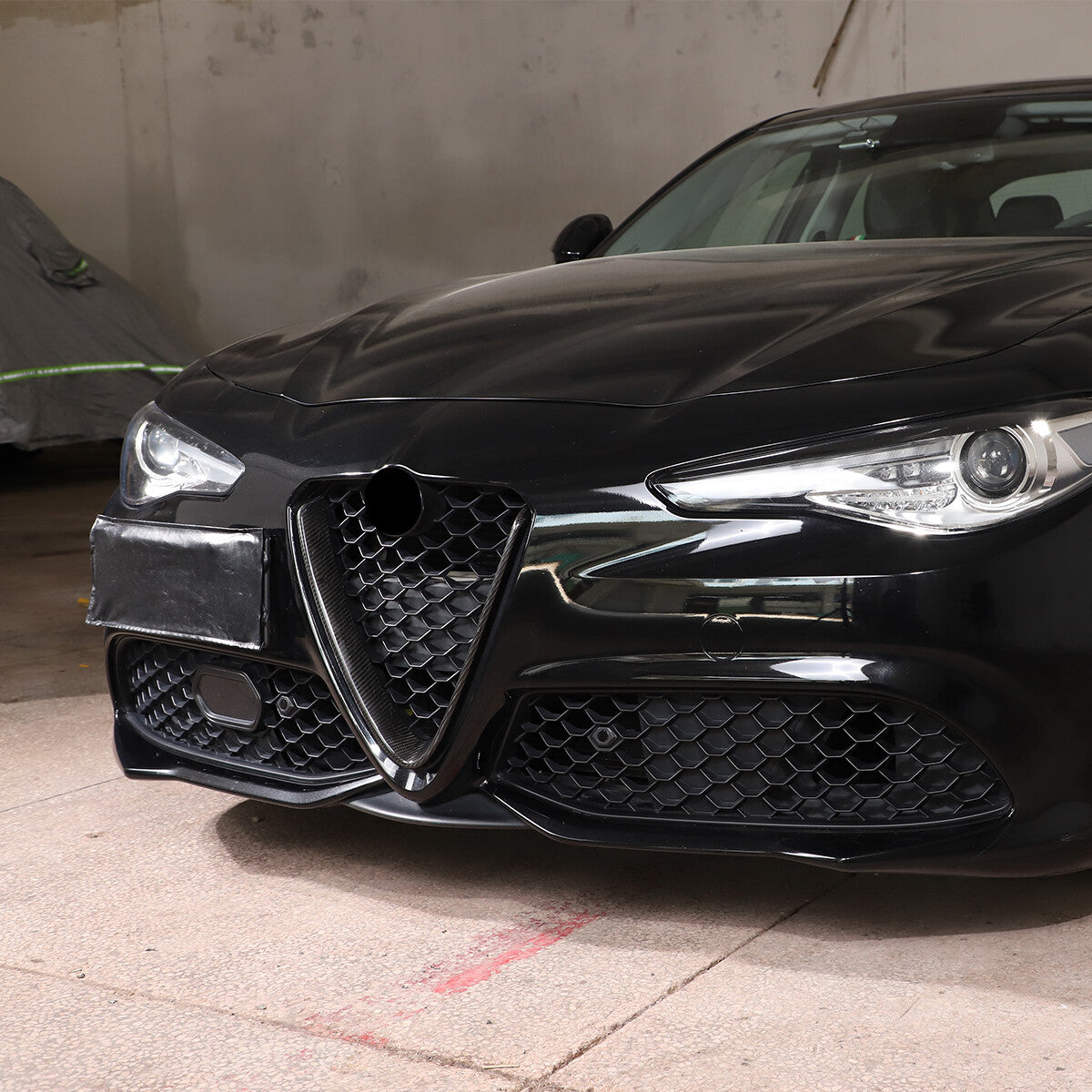 Real Carbon Fiber V-Shape Grille Cover Trim For Alfa Romeo Giulia 2017-2021 7