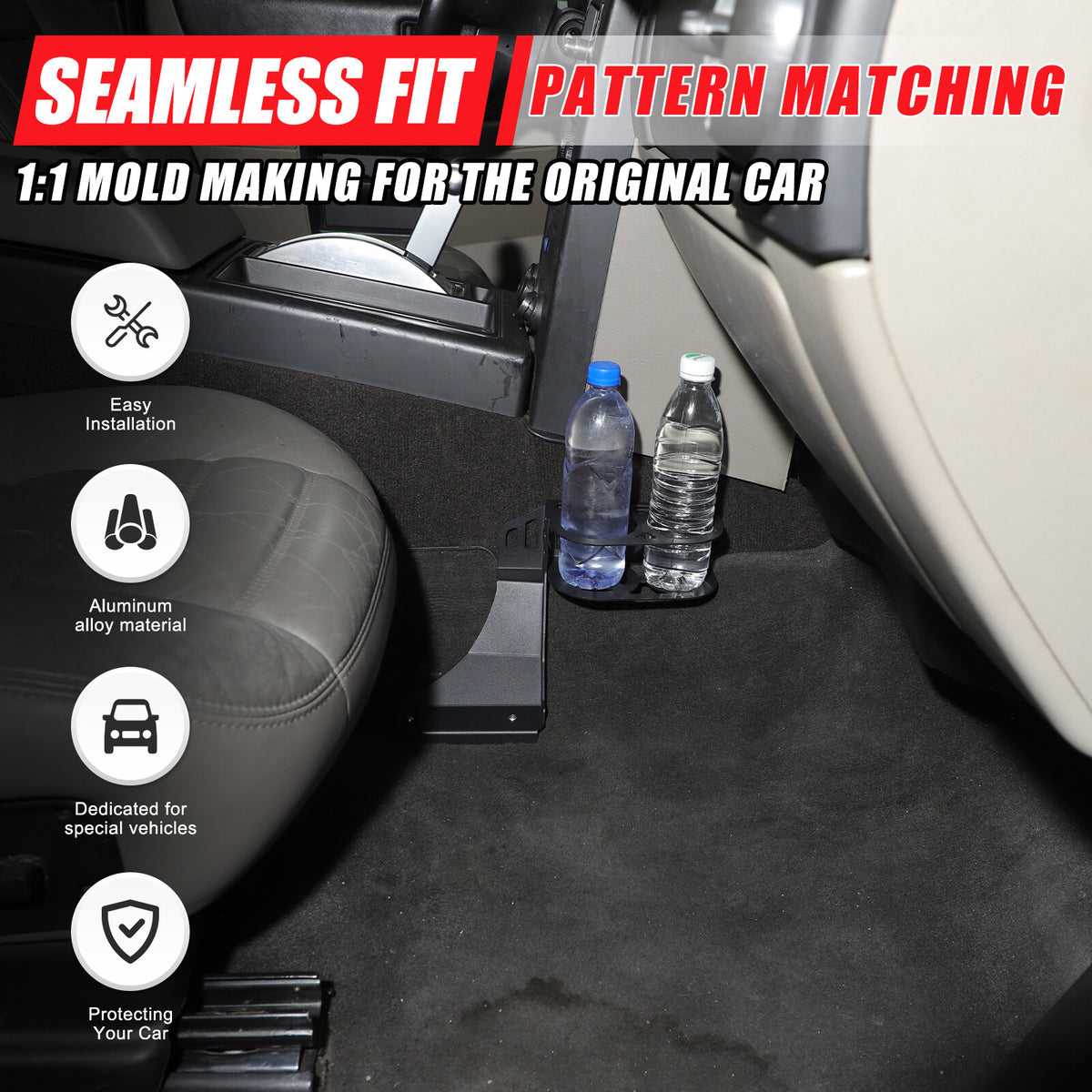 Black Aluminum Passenger Side Seat Cup Holder Bracket For Hummer H2 2003-2009 6