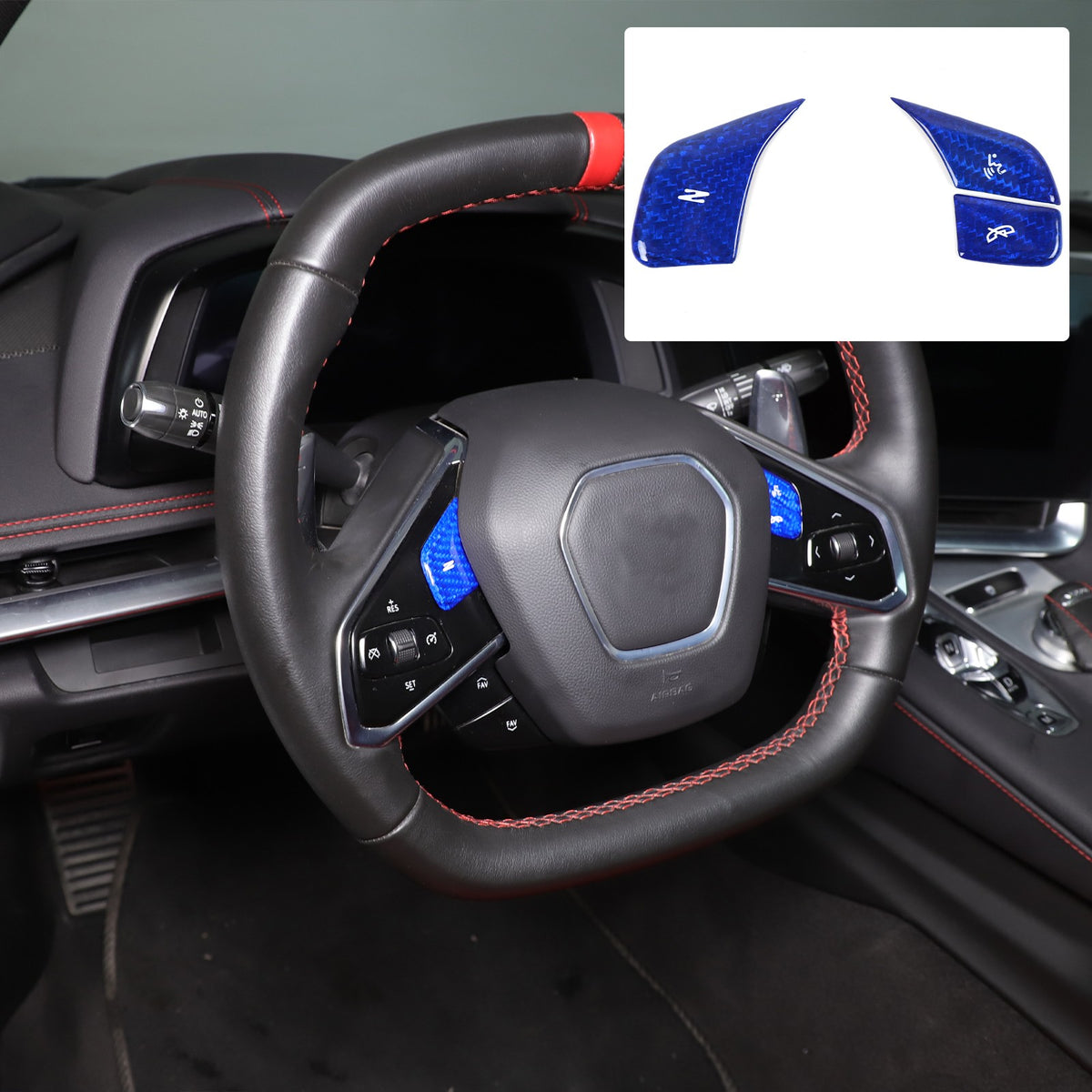 Blue Real Carbon Fiber Full Interior Set Decor Trim Kit for Corvette C8 20-25 - Variants 21-25 35