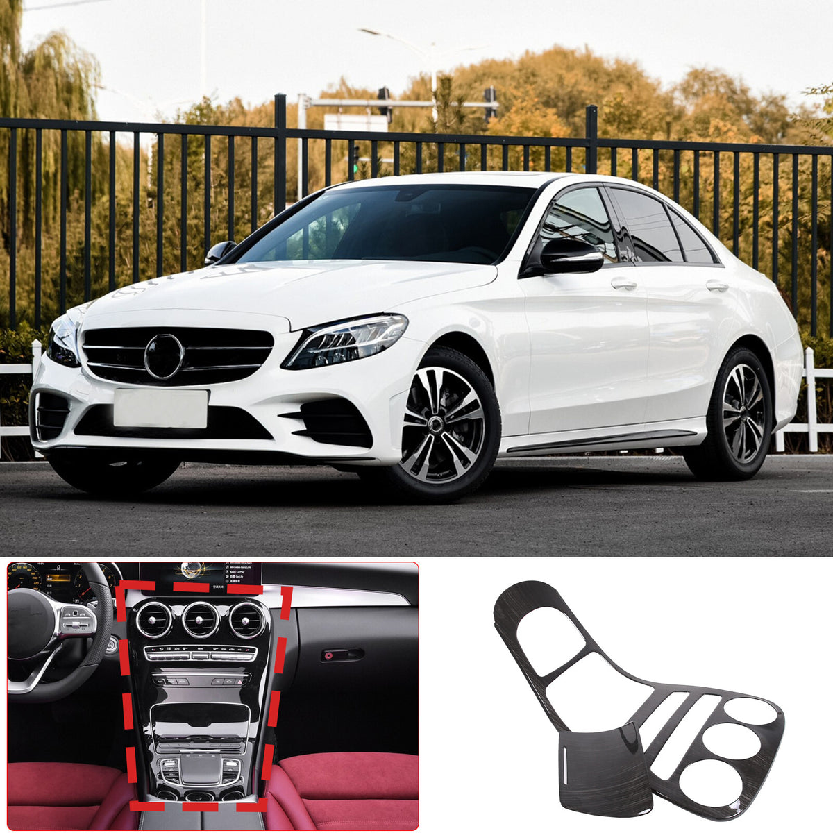 Center Console Gear Trim Panel For Mercedes-Benz C-Class 2019-2021 GLC 2020 US 2