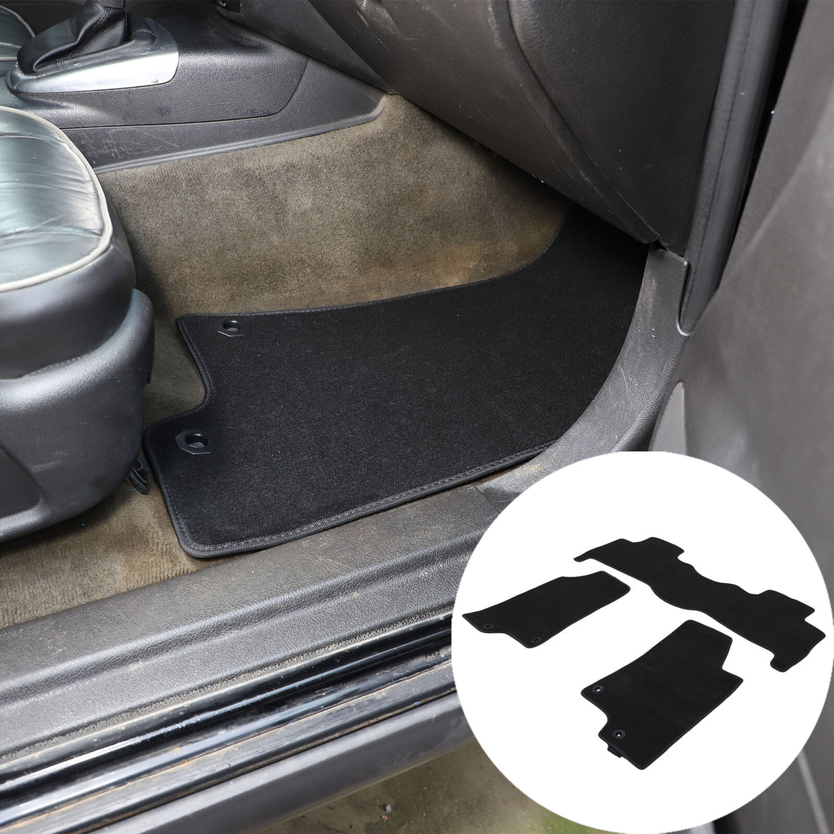 Black Car Floor Mats Cargo Carpets Foot Pads For Hummer H3 2005-2009 22