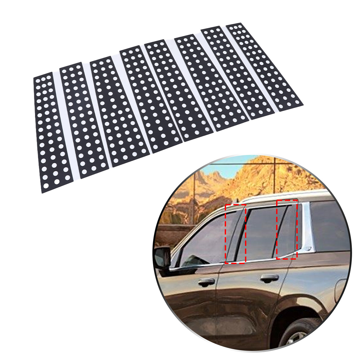 Black Alloy Center Door Pillar Post Mirror Trim Set For Cadillac Escalade 2021+ 2