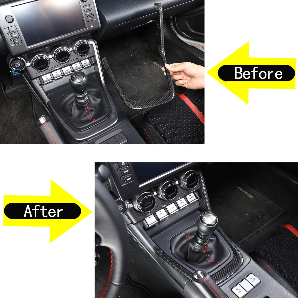 For Subaru BRZ 2022 Center Control Console Gear Shifter Trim Frame Carbon Fiber 3