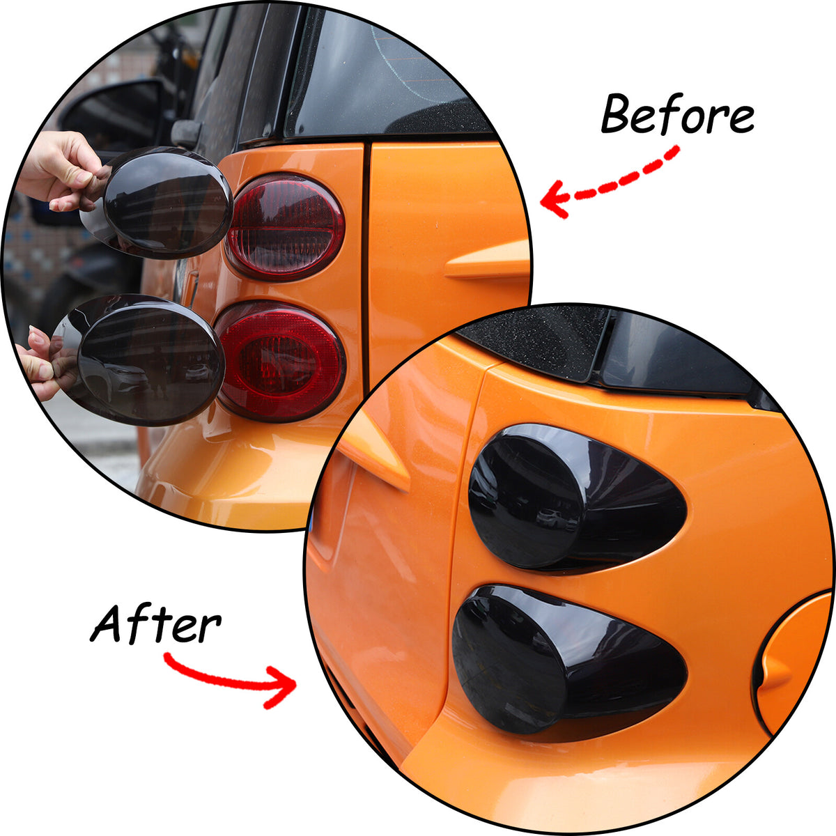 Smoked Rear Tail Light Guard Cover Trim Bezel For Smart Fortwo 451 09-15 US 4