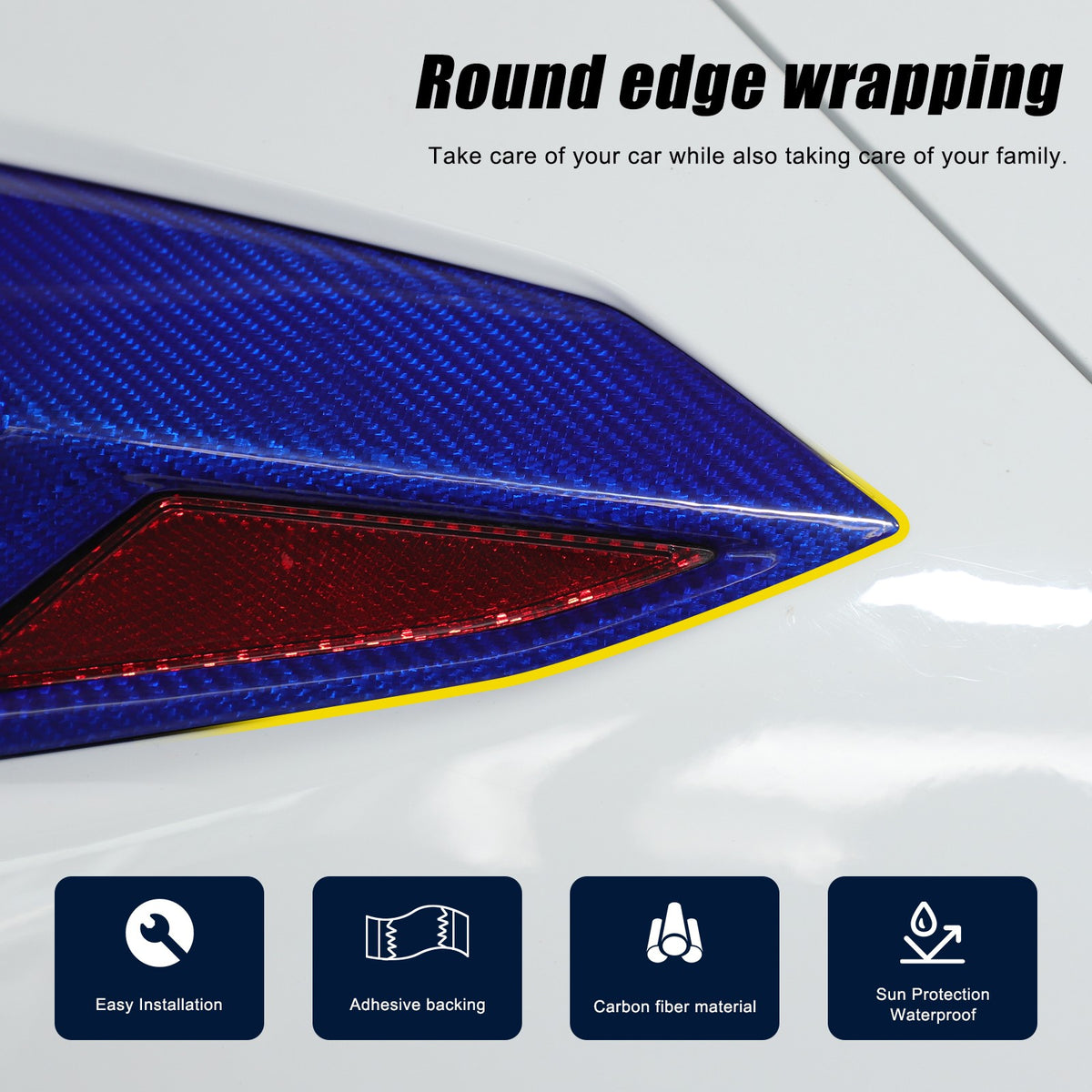 Blue Real Carbon Fiber Rear Tail Light Side Trim For Corvette C8 2020+ 11