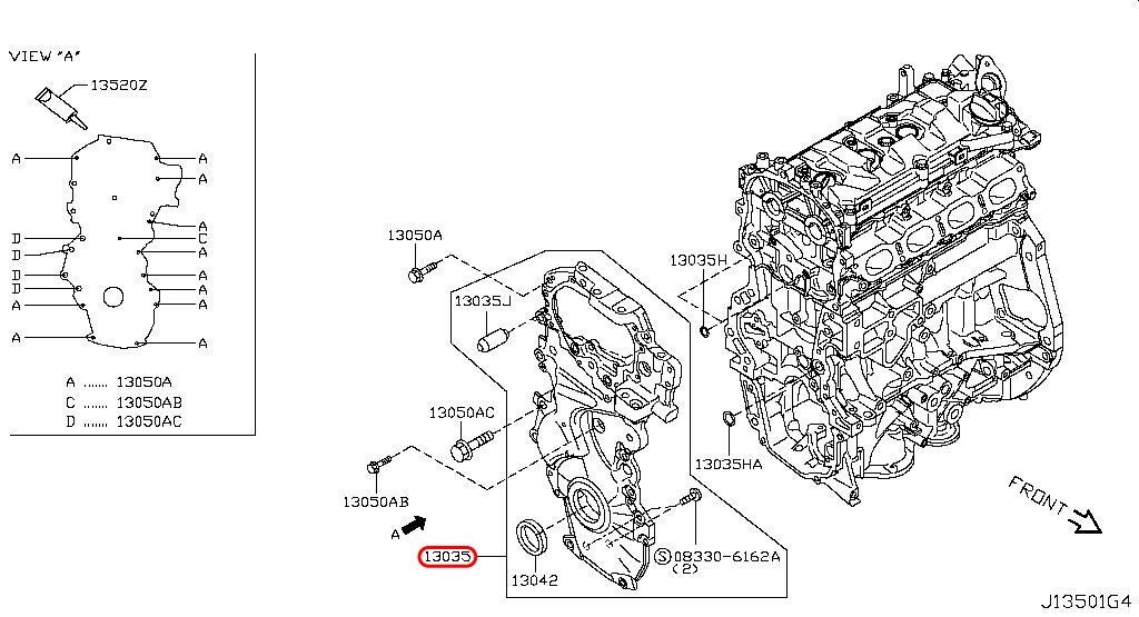 Nissan OEM Front Engine Timing Cover 13500-1KC2A for 2011-2017 Juke 3