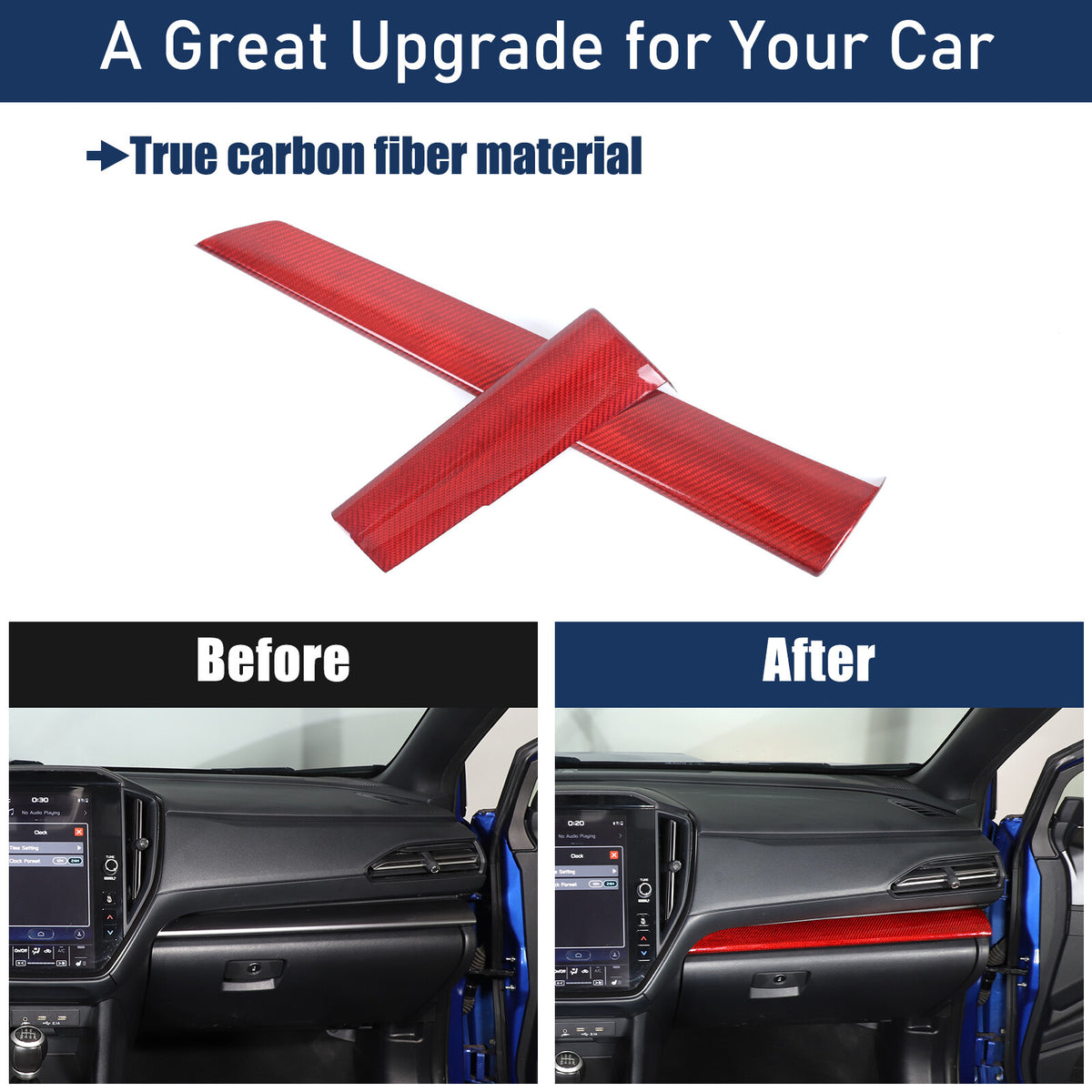 Red Real Carbon Fiber Center Console Panel Trim For Subaru WRX VB Crosstrek 22+ 23