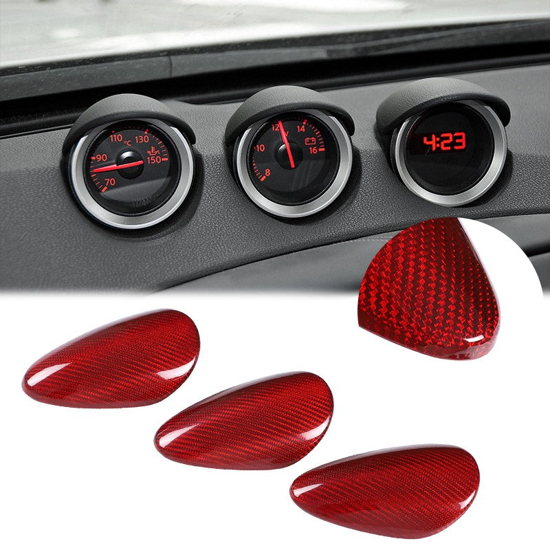 Red Real Carbon Fiber Triple Gauge Bezel Trim Cover For Nissan 370Z 2009-20 20
