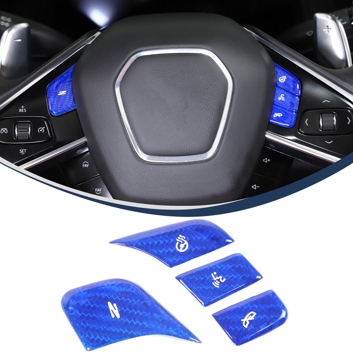 Blue Real Carbon Fiber Full Interior Set Decor Trim Kit for Corvette C8 20-25 - Variants 21-25 27