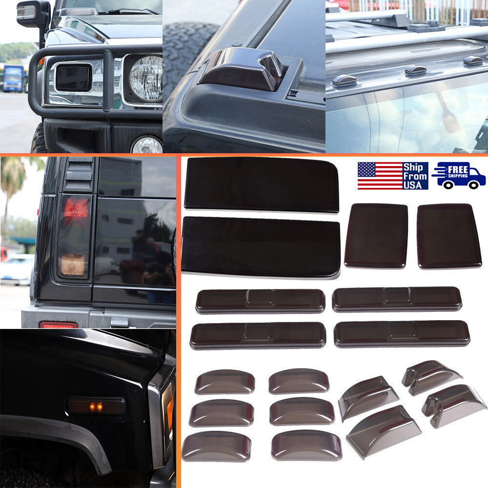 Smoked Blackout Tail Light Roof Light Marker Trim Set For Hummer H2 2003-09 1