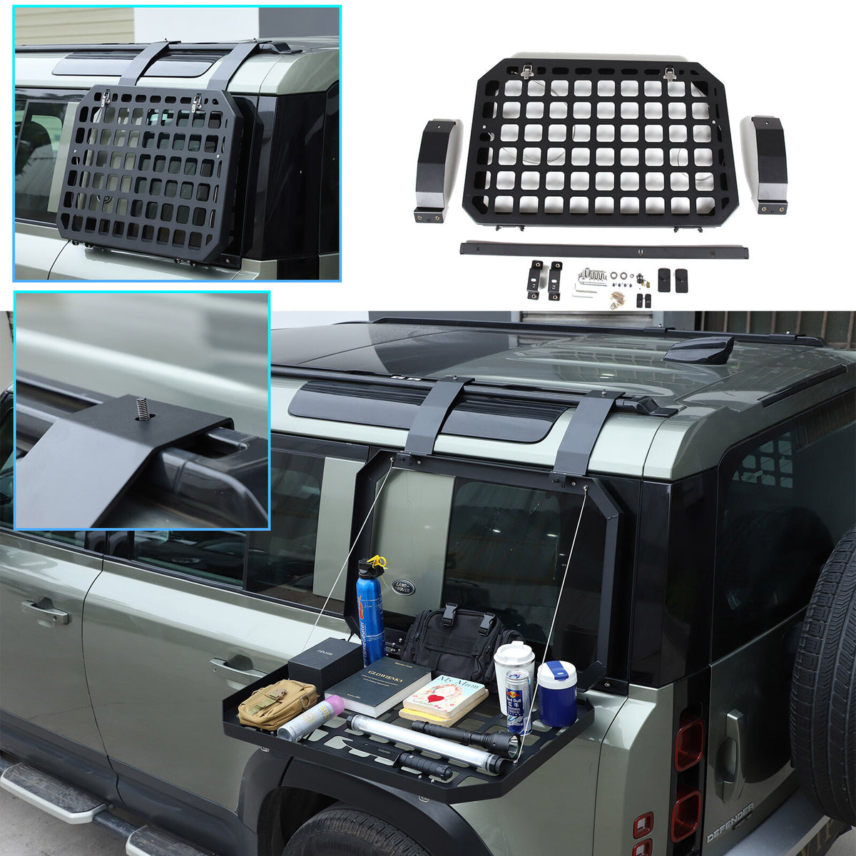 Side Molle Panel Trunk Shelf Storage Rack For LR Defender 90 110 L663 20-23 US 5