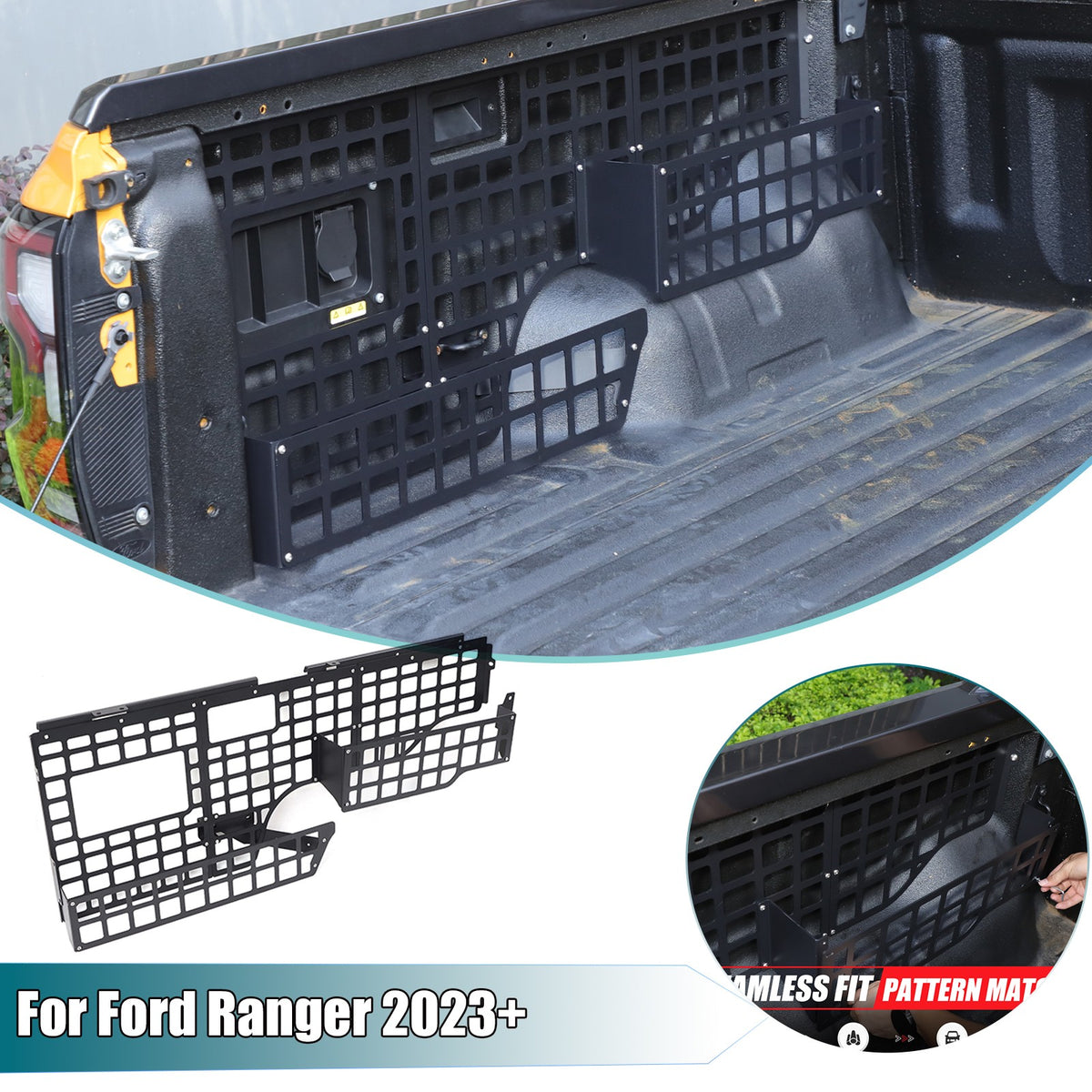 Steel Trunk Left Side Storage Bag Hanger Molle Panel For Ford Ranger T9 2023+ 1