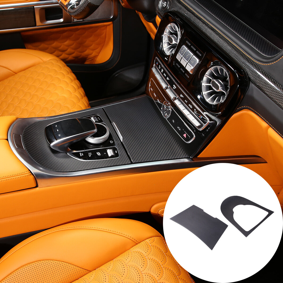 Carbon Fiber Central Gear Shift Panel trim For Mercedes Benz G Class 19-20 12