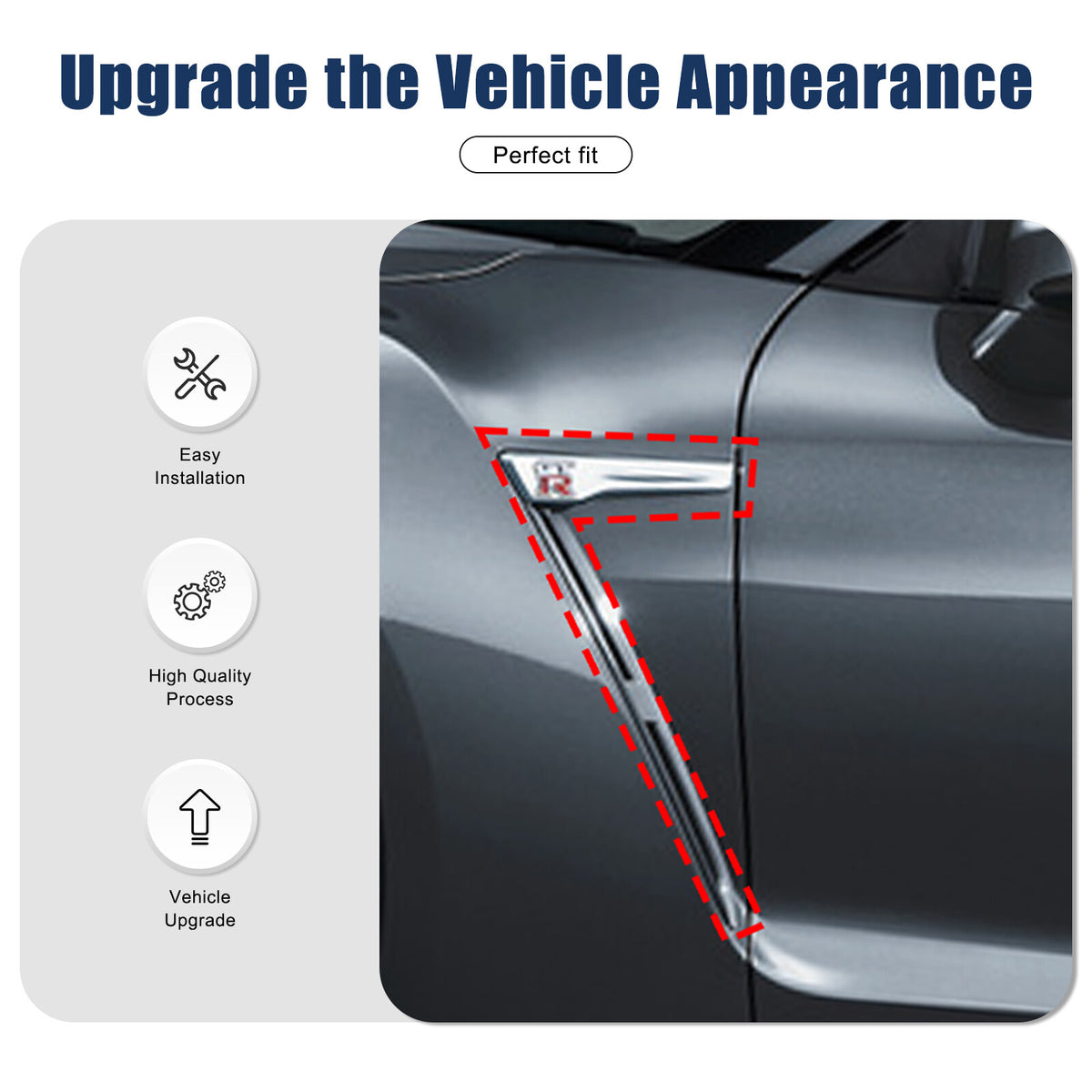 Fit for Nissan GT-R GTR 2008-2022 REAl Carbon Side Fender Vent Fins Cover Trim 4