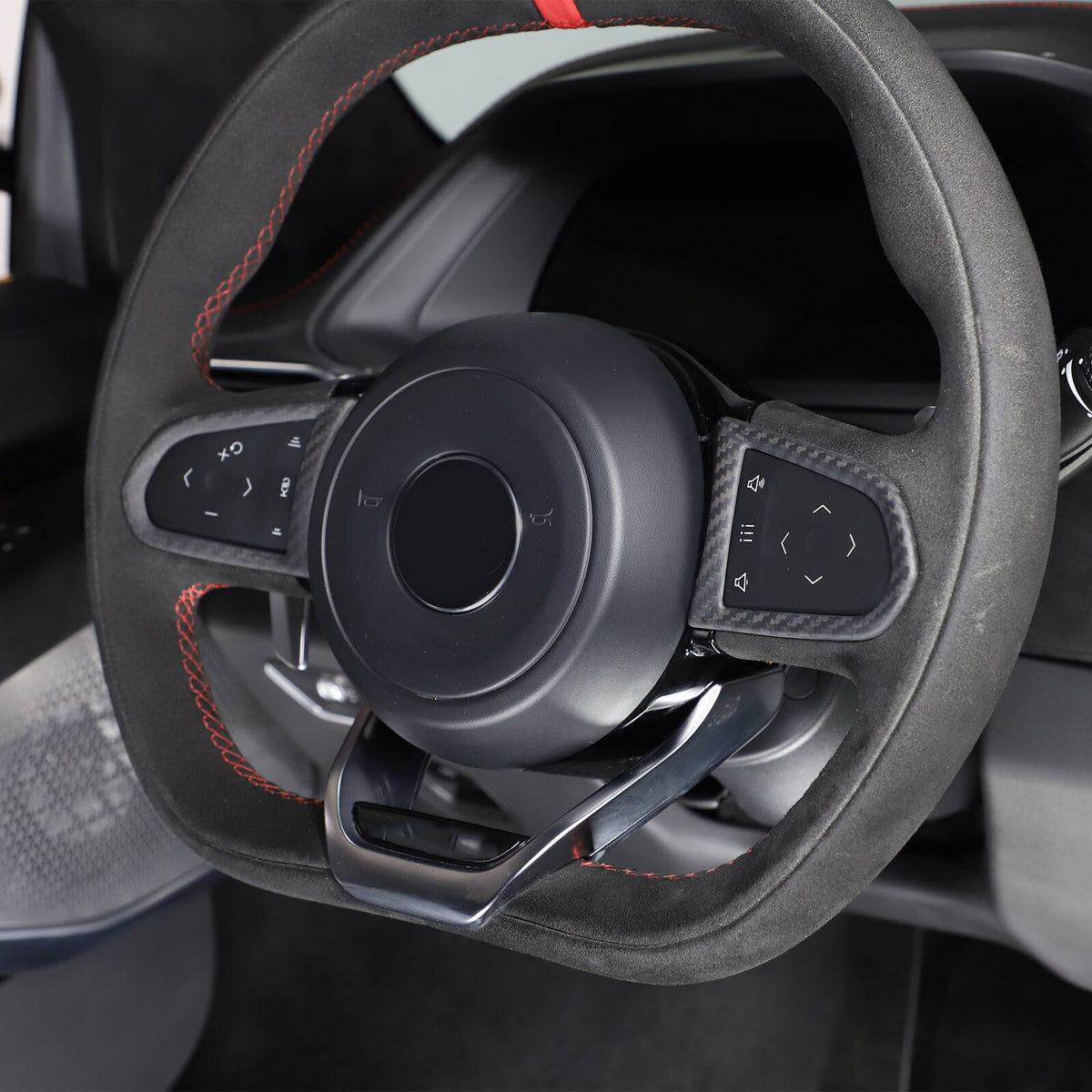 Matte Real Carbon Fiber Steering Wheel Button Cover Trim For Lotus EMIRA 21-25 9
