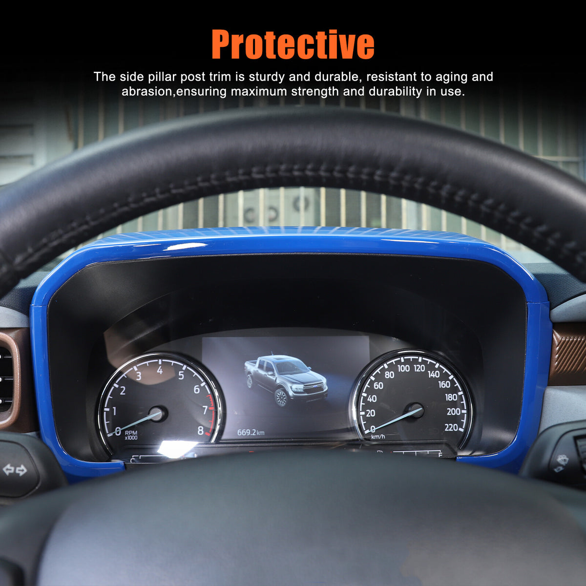 ABS Blue Center Dashboard Cover Trim for Ford Maverick 2022+ 13