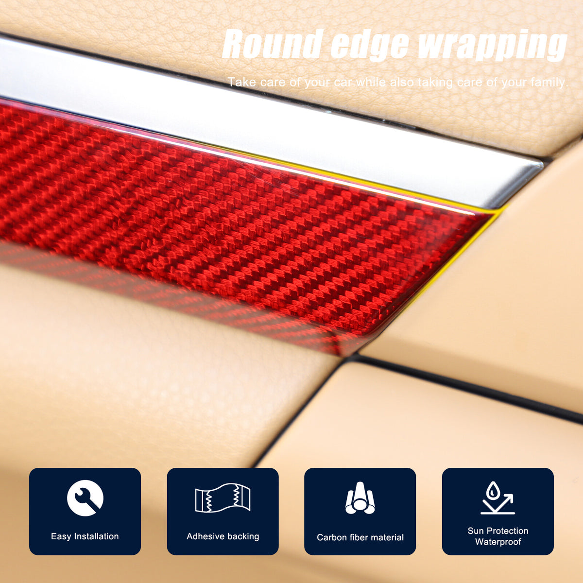 Red Real Carbon Fiber Interior door panel Trim For Porsche Cayenne 958 11-17 12