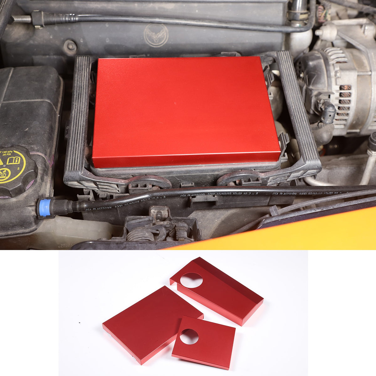 Red Aluminum Engine Coolant Fuse Box Cover For Corvette C7 2014-2019 US 1