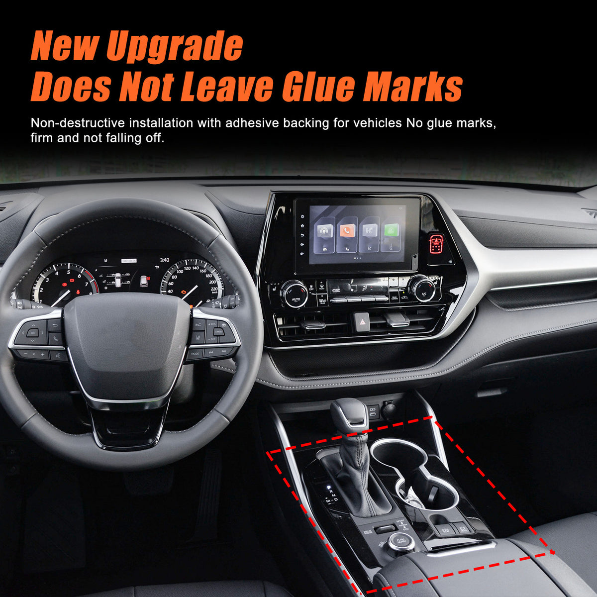 ABS Carbon Fiber Center gear shift trim cover for Toyota Highlander 2022-2024 19
