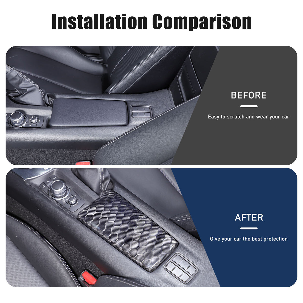Real Honeycomb Carbon Fiber Center Armrest Box Cover Trim For Mazda MX-5 2016+ 17