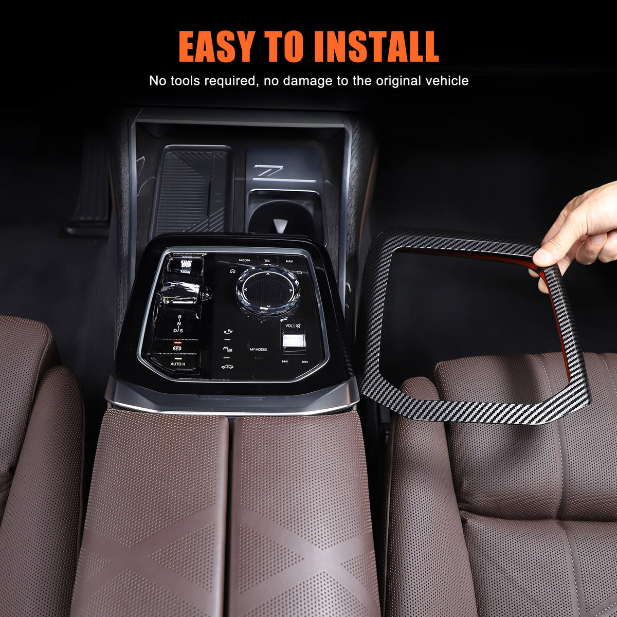 ABS Carbon Fiber Center Gear Shift Panel trim Cover for BMW 7 Serie G70 i7 2023 12