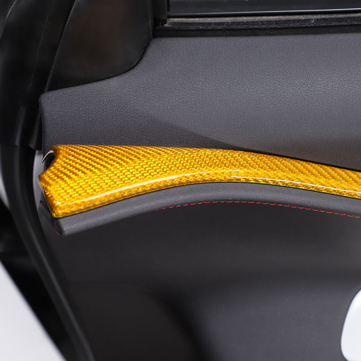 Yellow Carbon Fiber Interior Window Upper Door Panel trim For Corvette C8 20-26 11