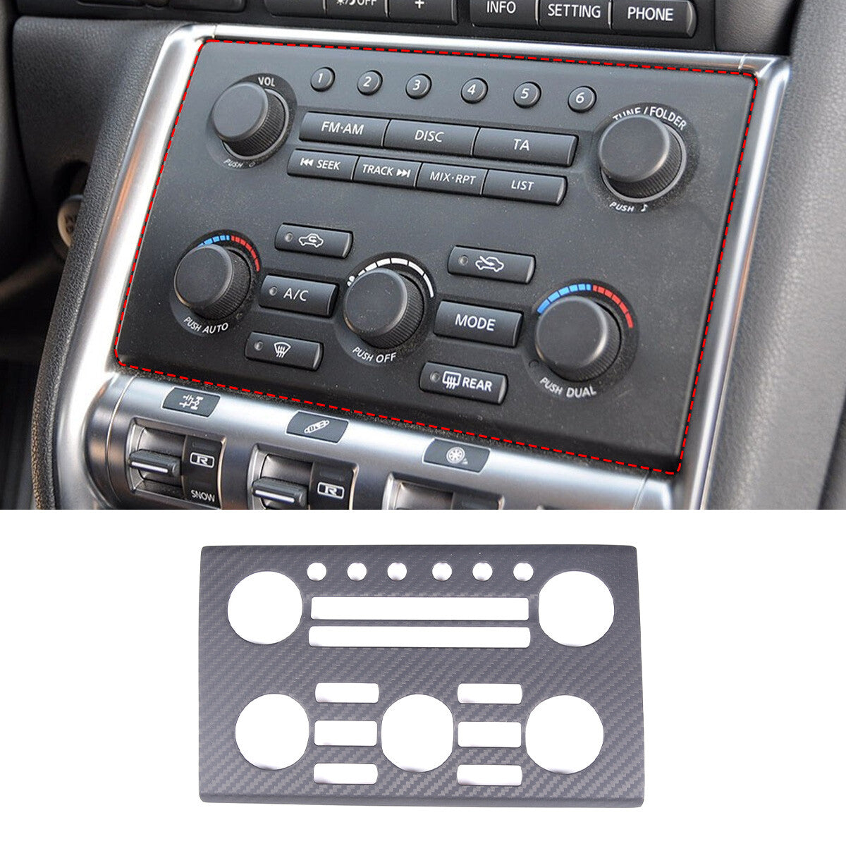 Matte Carbon Fiber Center control volume panel Trim For Nissan GTR R35 2008-16 2