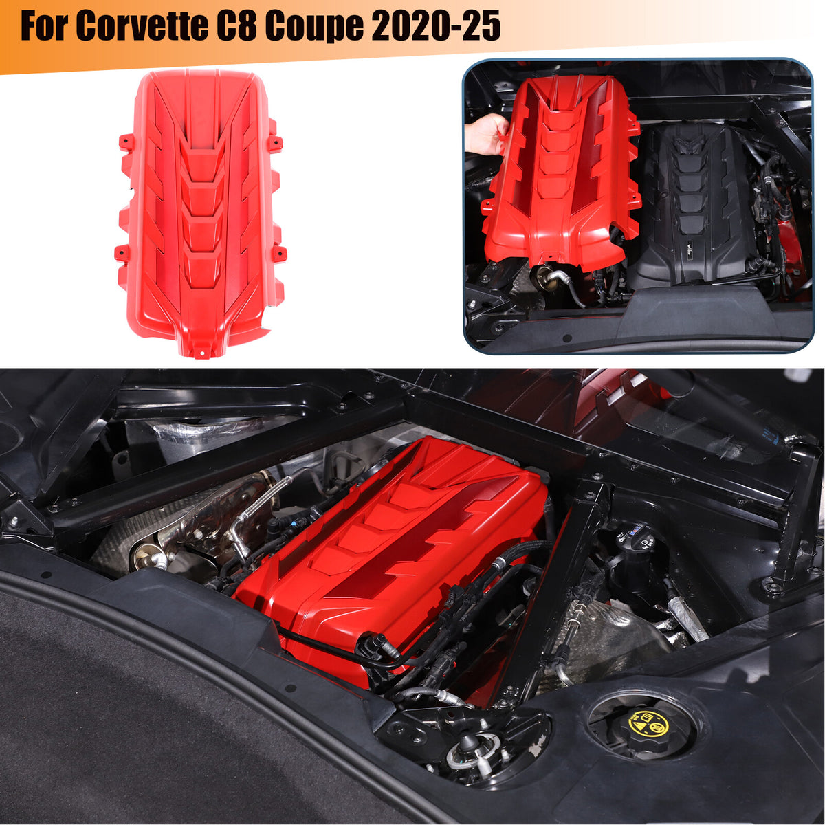 Engine Bay Panel Cover Trim in Edge Blue/Red/Black For Corvette Coupe C8 2020-26 - Styles 1-5 2