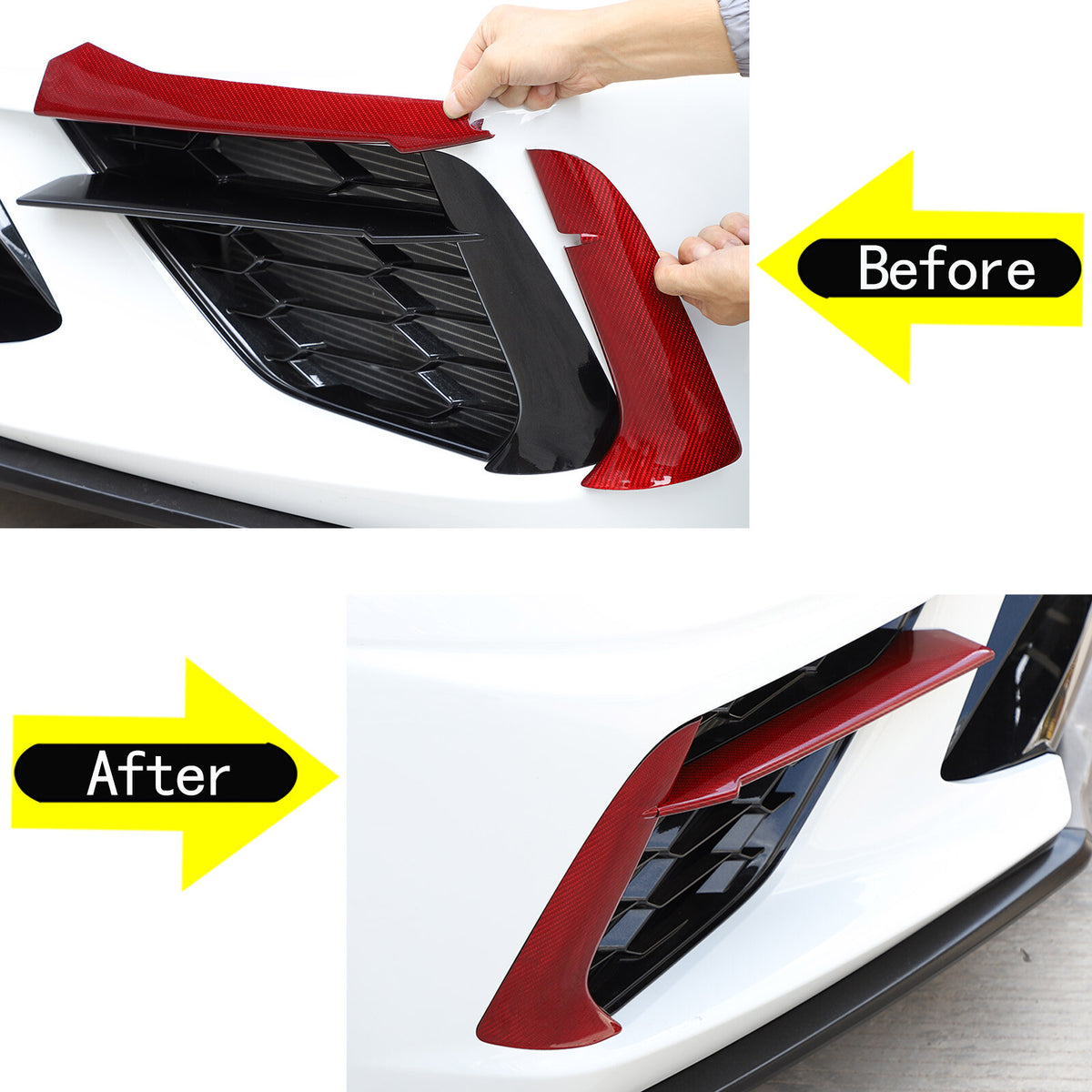 Red Real Carbon Front Grille Bumper Insert Trim For C8 Corvette Z51 Coupe 2020+ 9
