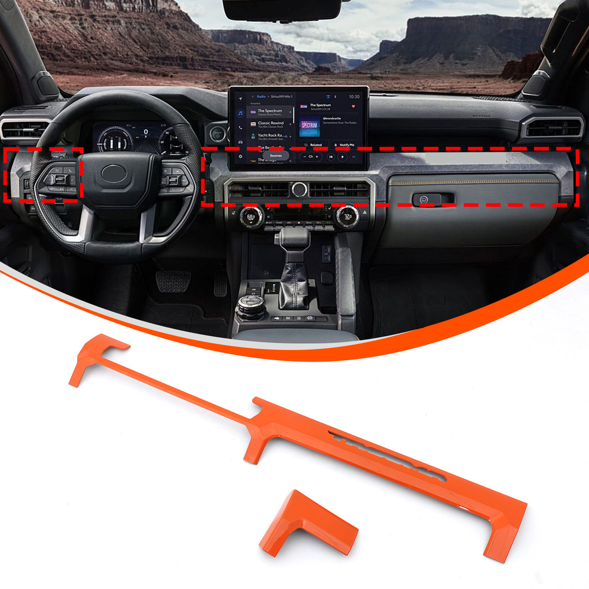 Orange ABS Center Console Strip Trim Cover For Toyota Tacoma 2024+ US 13