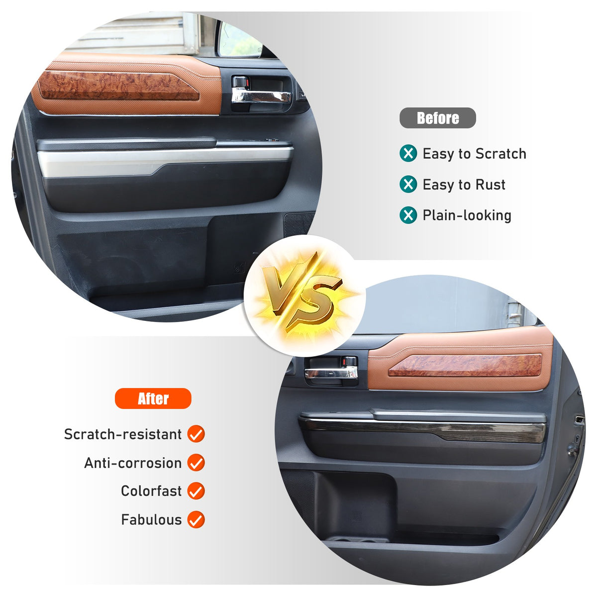 Black Wood Grain ABS Door Armrest Lower Trim For Toyota Tundra 2014‑2020 23