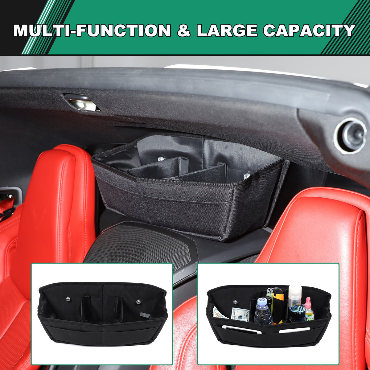 Front & Rear Center Console Storage Bag Tray For Corvette C8 2020+ - Variants 6-10 32