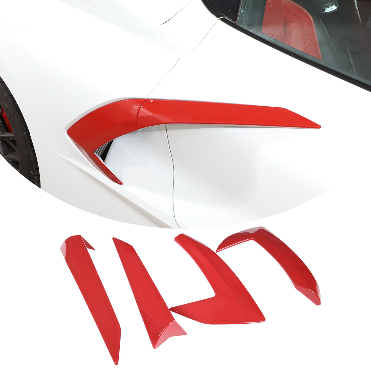 Red ABS Exterior Body Side Air Vent Cover Trim Molding For Corvette C8 2020-2026 11