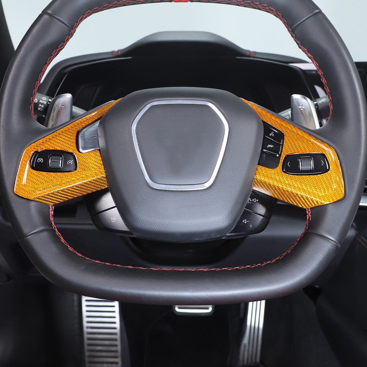 Real Carbon Fiber Steering Wheel Button Trim Cover For Corvette C8 2020-2026 - Variants 1-5 38