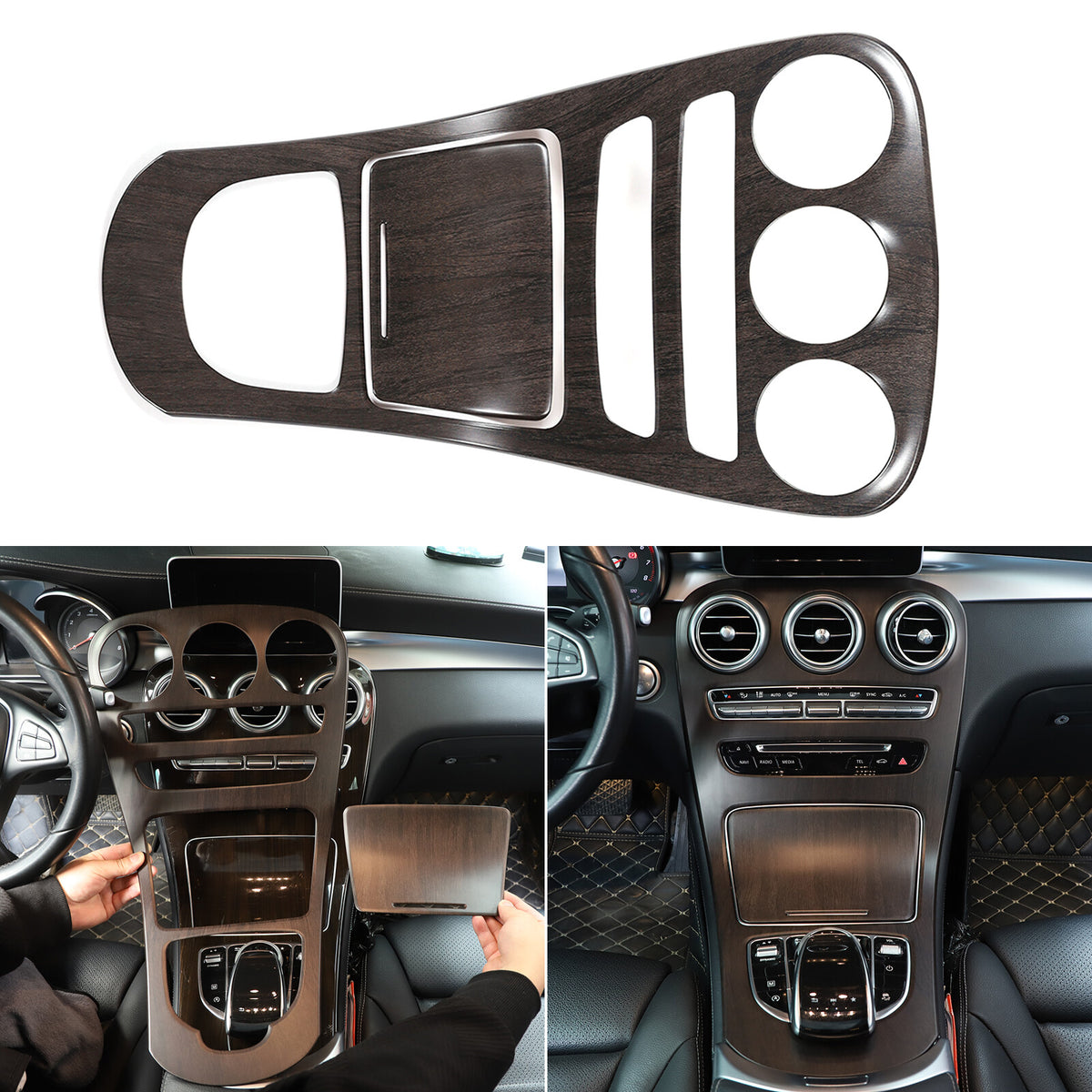 Wood Center Console Gear Panel Trim For Benz C GLC Class W205 X253 2015-2018 14