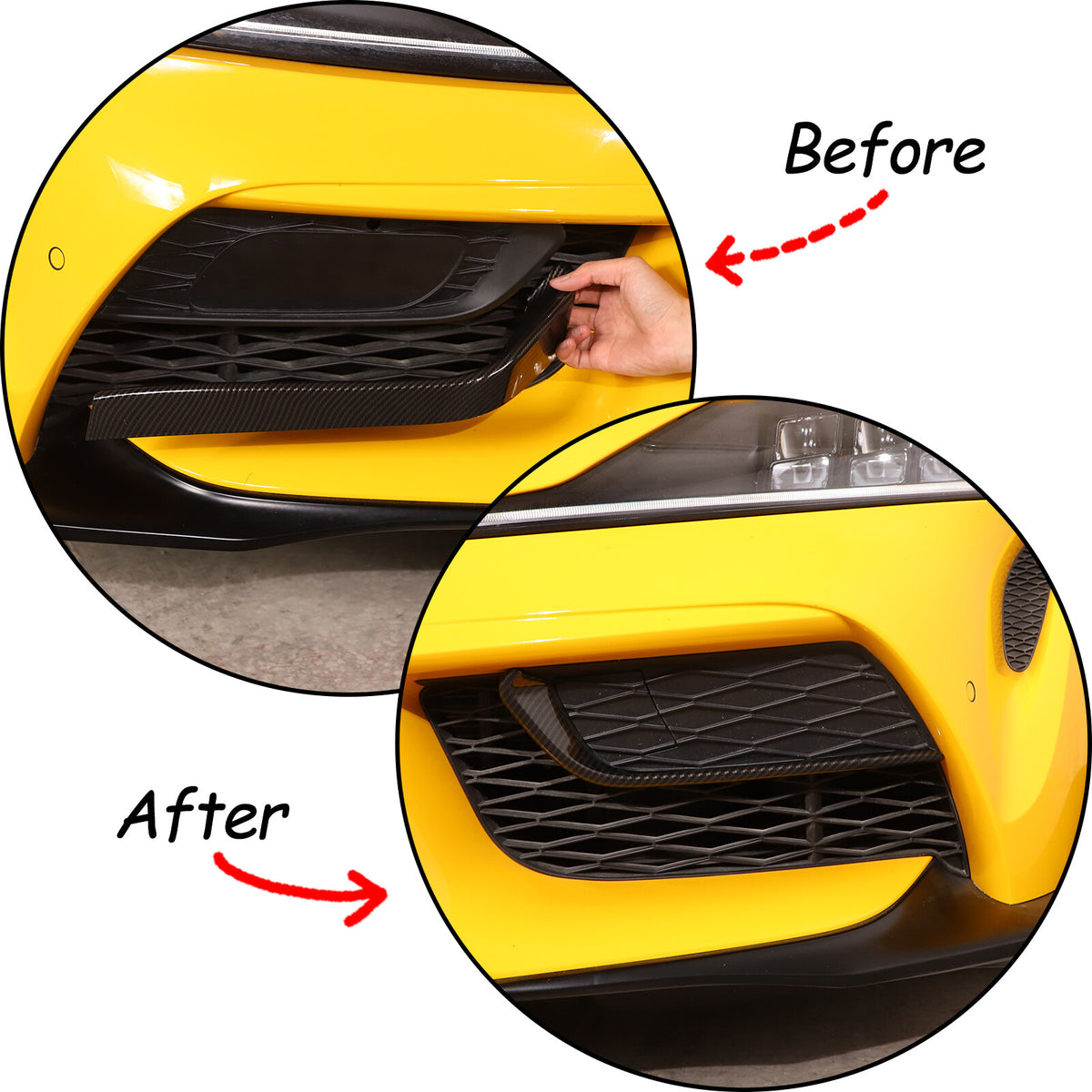 Carbon Fiber Style Front Bumper Side Grill Trim Cover Strip For GR Supra A90 19+ 4