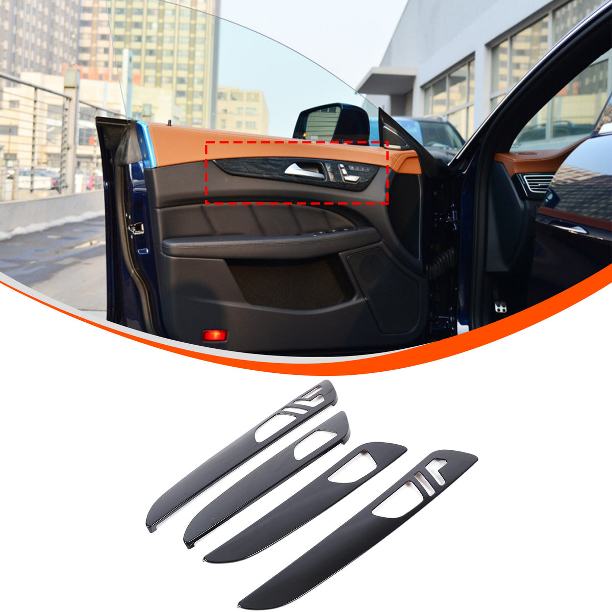 Glossy Black Car Interior Door Panel Cover Trim For Benz GLE GLS ML GL 13-19 US 3