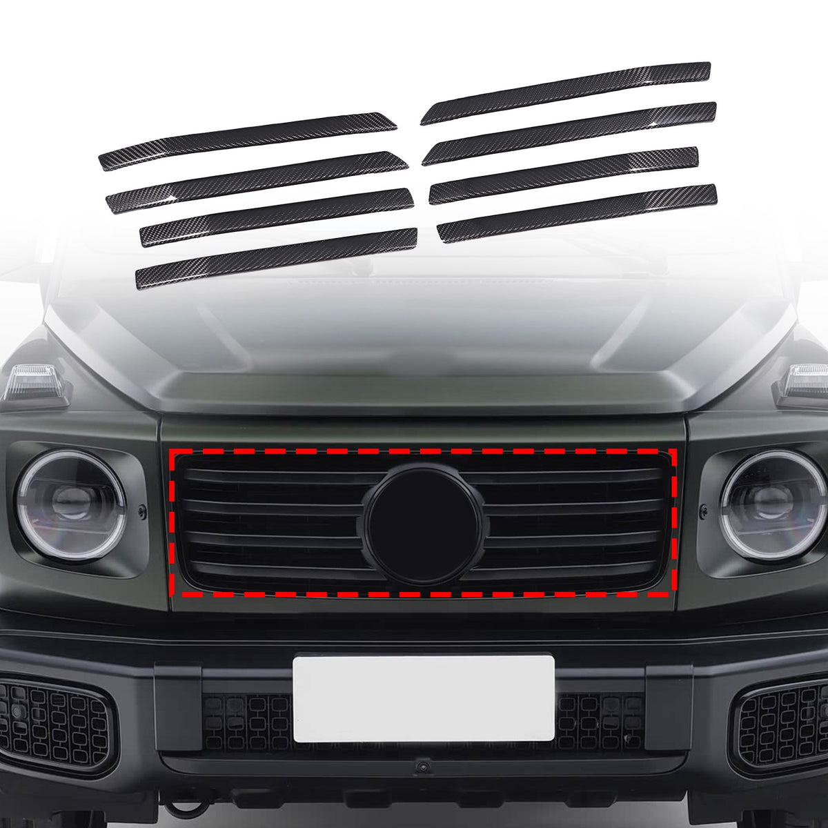 Real Carbon Fiber Front Bumper Grille Trim Kit For Benz G-Class G550 W465 2025+ 2