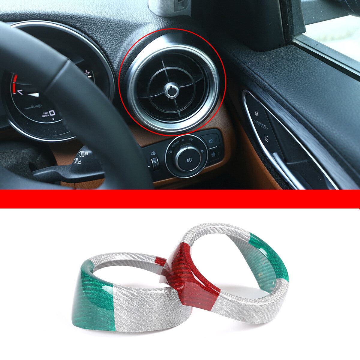 Carbon Fiber Side Air Vent Outlet Cover Trim For Alfa Romeo Stelvio 17-20 2