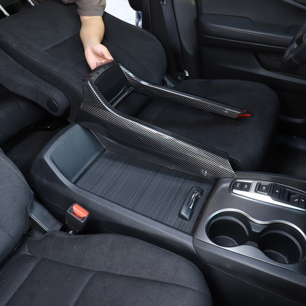Carbon Fiber Center Console Armrest Box Side Panel Trim for Honda Pilot 16-22 3