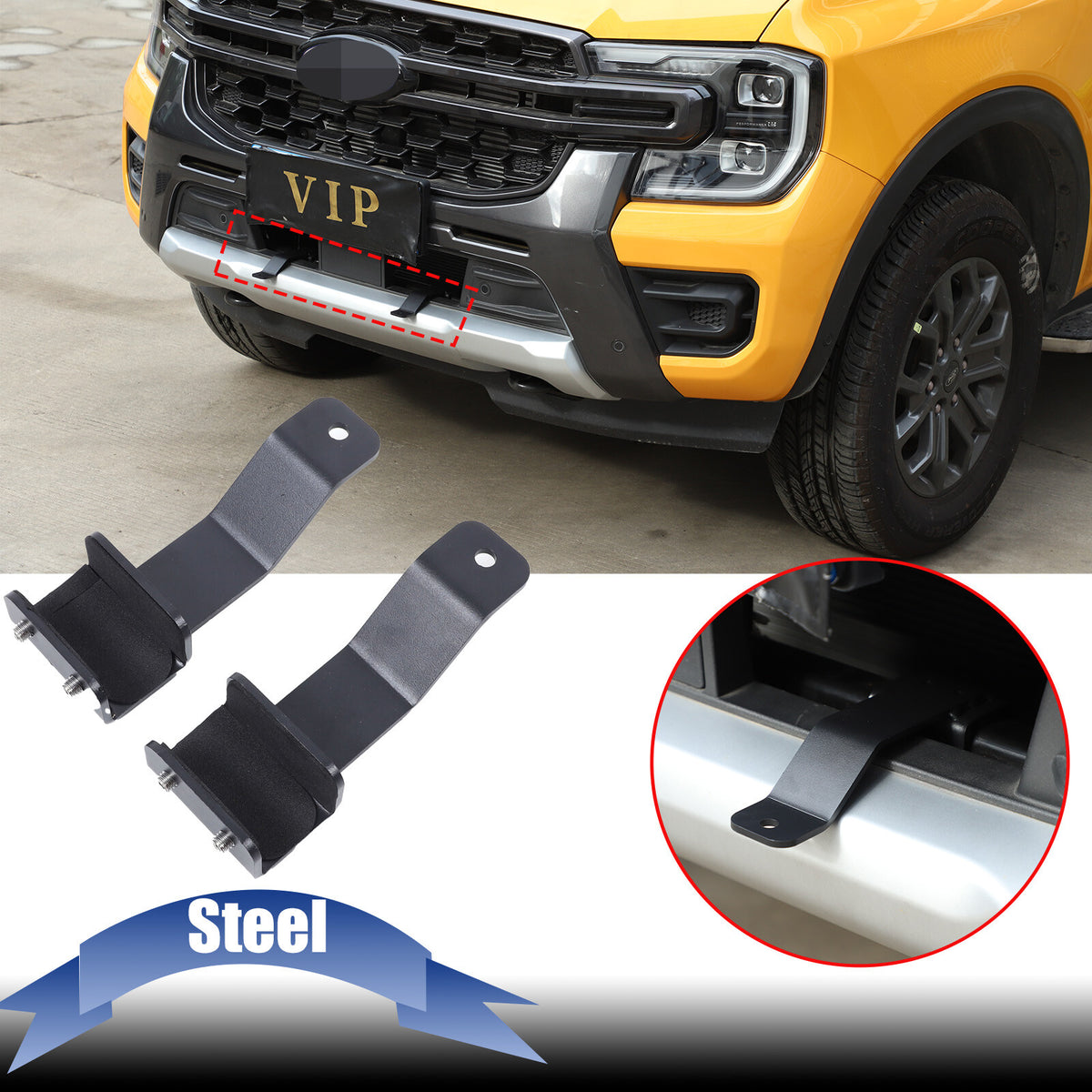 Steel Front Grille Searchlight Mount Bracket For Ford Ranger T9 P703 2023-24 1
